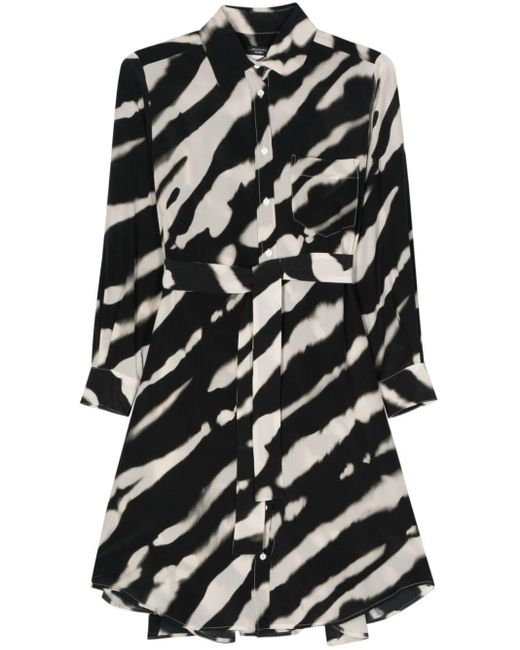 Weekend by Maxmara Black Abstract-print Silk Shirt Dress