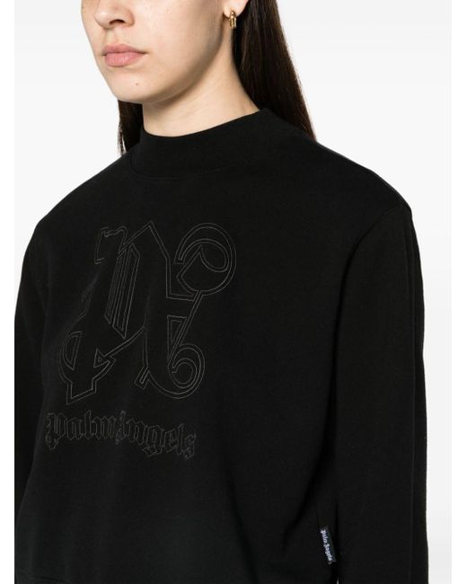 Palm Angels Black Monogram Statement Cotton Sweatshirt