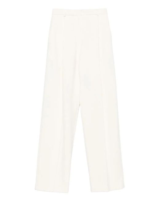Elisabetta Franchi White Belt-Loops Pleated Trousers