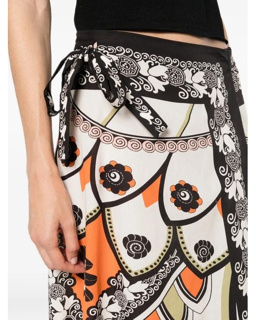 LaDoubleJ White Graphic-Print Wrap Skirt