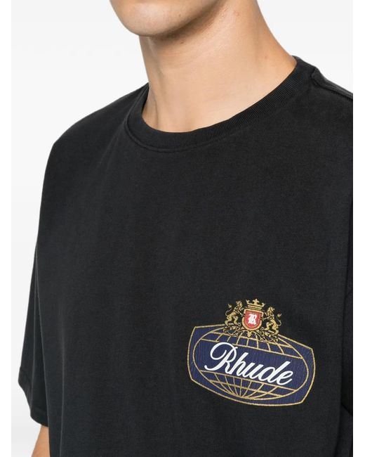 Rhude Black Safari Crest Short-Sleeve T-Shirt for men