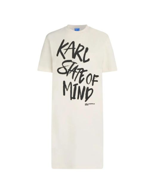 Karl Lagerfeld White Slogan-Print T-Shirt Mini Dress
