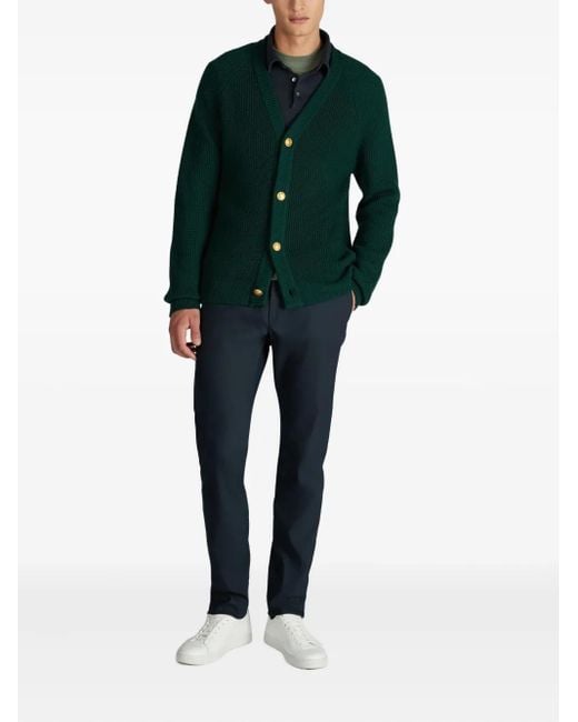 Zanone Green V-Neck Button Cardigan for men