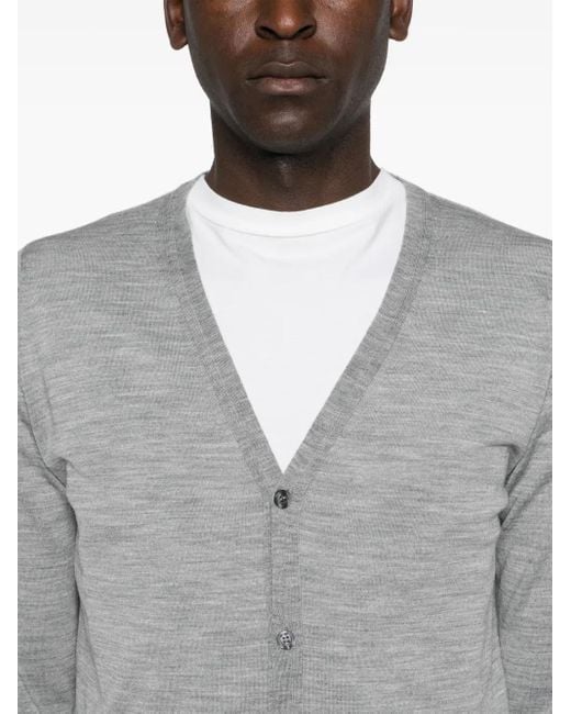John Smedley Gray V-Neck Cardigan for men