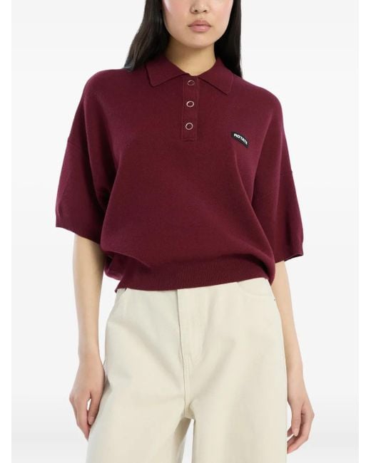 ROTATE BIRGER CHRISTENSEN Red Burgundy Polo Shirt With Logo Patch