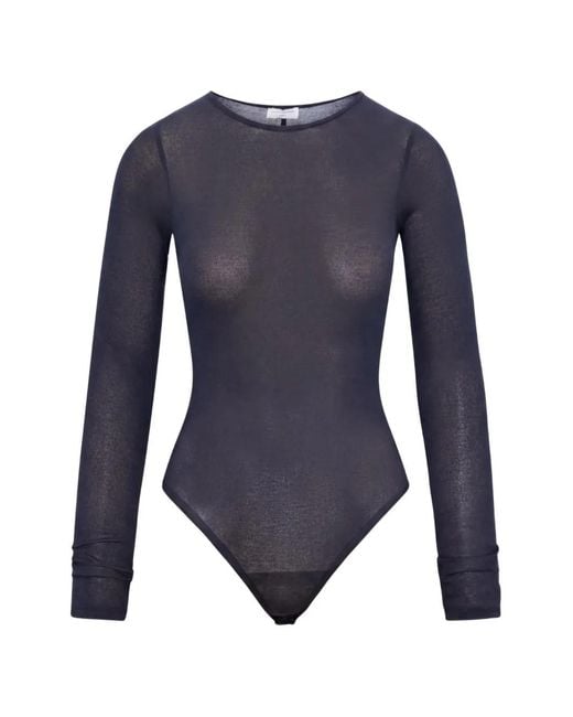 Artemis DiCiero Blue Sheer Long-Sleeve Bodysuit