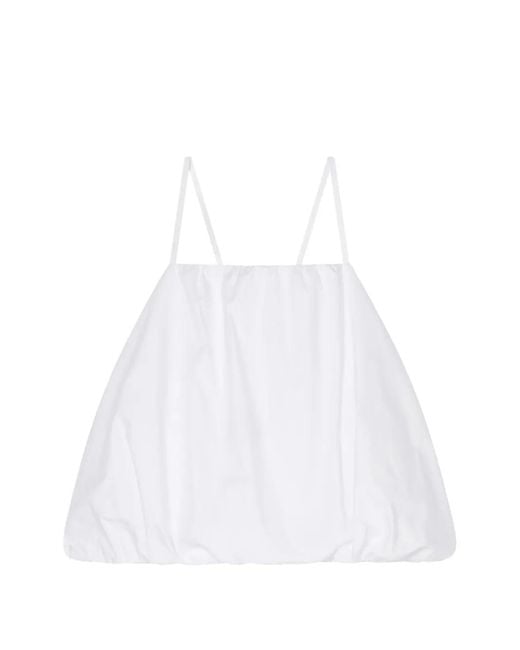 ARMANI EXCHANGE White Bubble-Hem Spaghetti-Strap Top