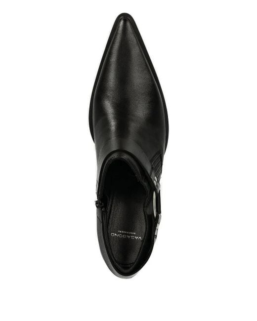 Vagabond Black Pointed-Toe Buckle Boots