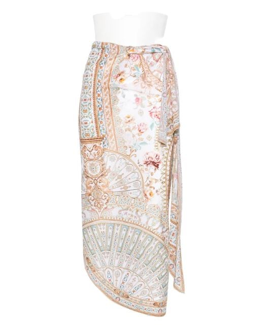 Pareo con estampado floral Camilla de color White