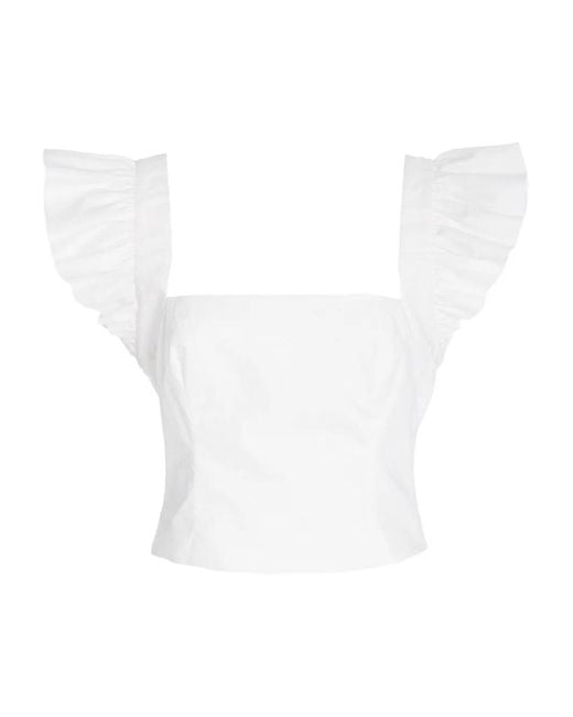 Cara Cara White Hyannis Ruffled-Sleeve Top