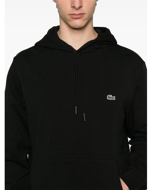 Lacoste Black Logo-Patch Hoodie for men
