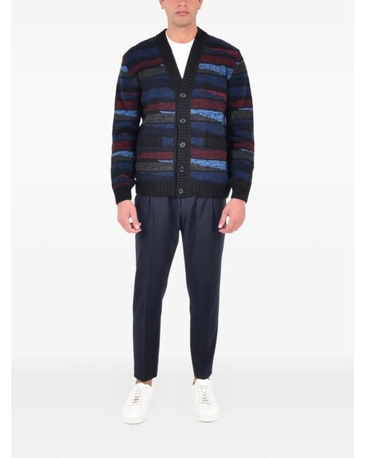 Missoni Blue Striped V-Neck Cardigan for men
