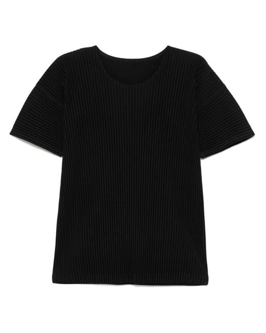 Homme Plissé Issey Miyake Black Plissé-Effect T-Shirt for men