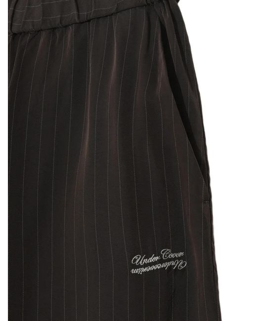 Undercover Black Pinstripe Logo-Embroidered Shorts for men