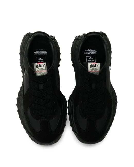 Maison Mihara Yasuhiro Black Panelled Leather Sneakers for men