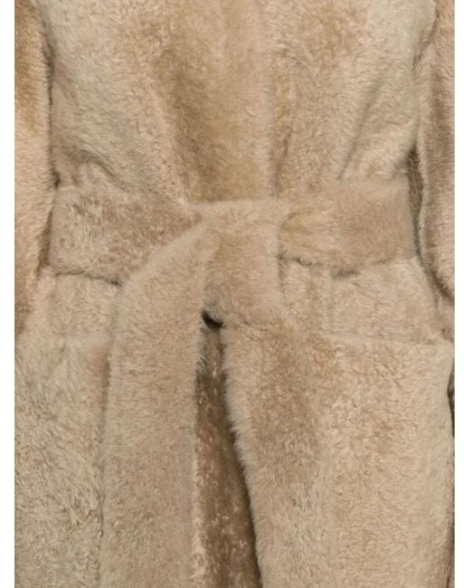 FURLING BY GIANI Natural Belted Single-Breasted Sheepskin Coat