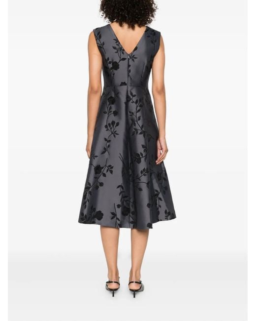 Vestido corto con estampado floral y cuello en V Max Mara de color Black