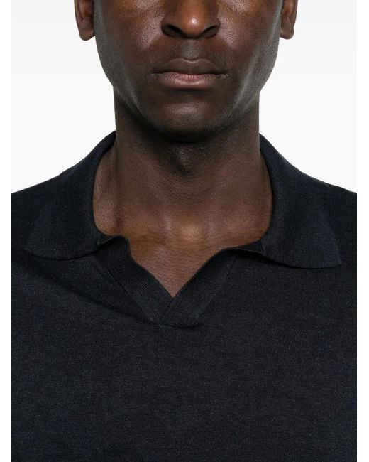 Barba Napoli Black Short Sleeve Polo Shirt for men