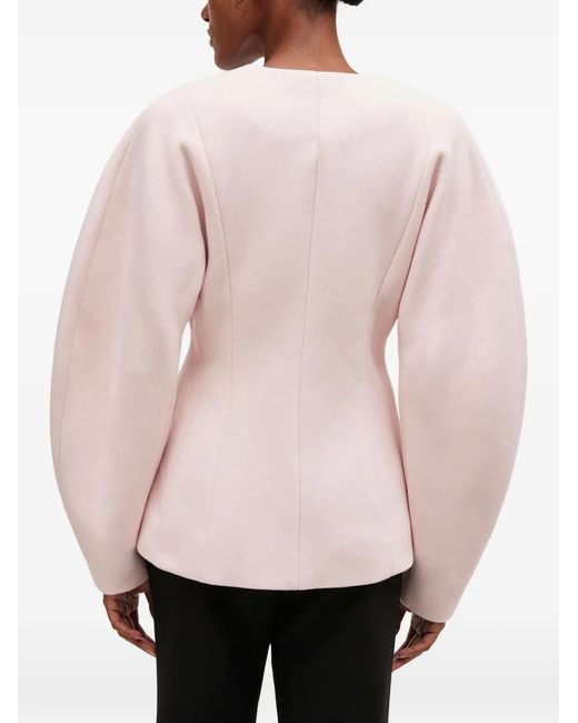 Ganni Pink Buttoned V-Neck Jacket