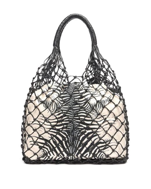 Roberto Cavalli Black Net Tote Bag
