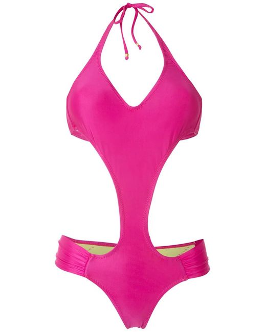 Amir Slama Pink Draped Cut-Out One-Piece