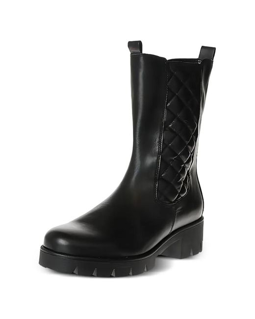 Gabor Black Quilted-Design Boots