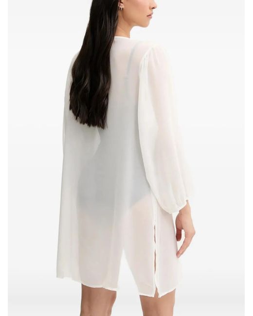 MICHAEL Michael Kors White Button-Front Tie-Neck Top