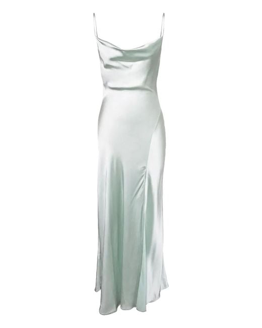 Jonathan Simkhai White Finley Cowl-Neck Satin Gown