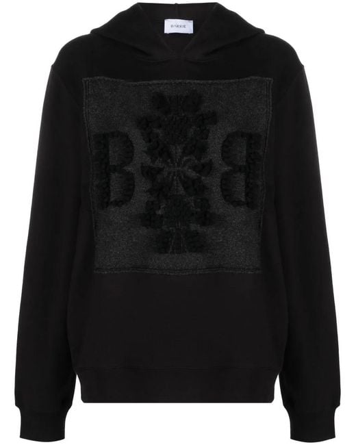 Barrie Black Logo-Patch Cotton Hoodie
