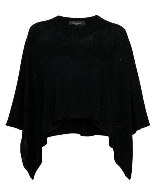 Fabiana Filippi Black Sequin-embellished Knitted Cape