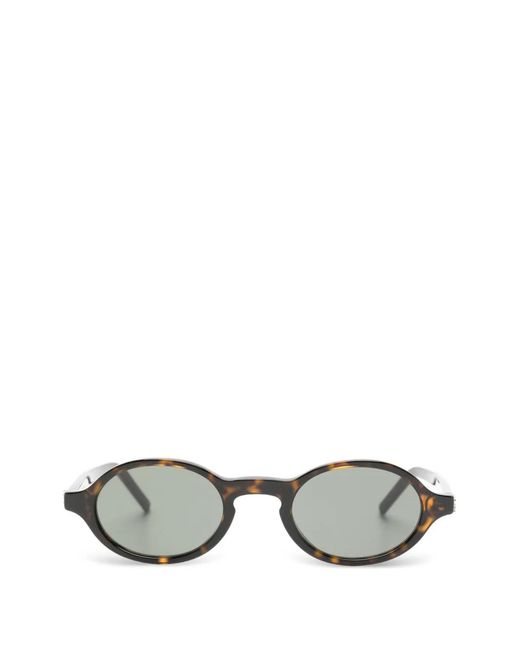 Saint Laurent Metallic Tortoiseshell-Effect Oval-Frame Sunglasses