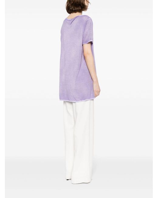 Avant Toi Purple Mélange-effect Side-slit T-shirt
