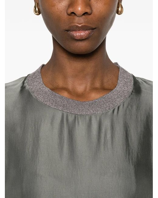 Collection Privée Gray Embellished Crew-Neck Blouse