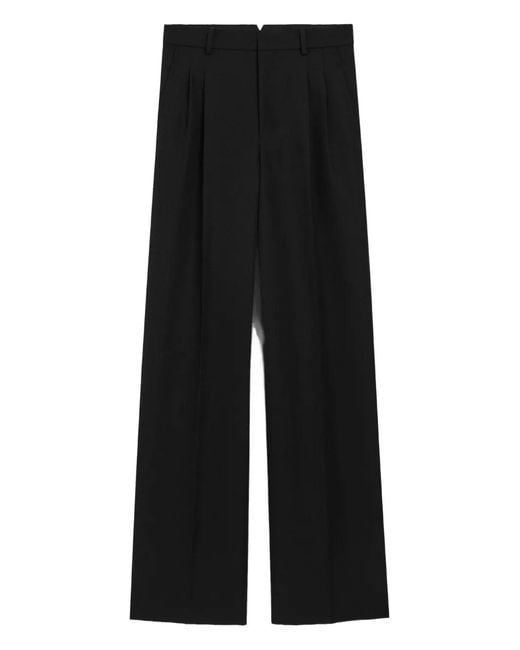 AMI Black Wool Straight Trousers for men