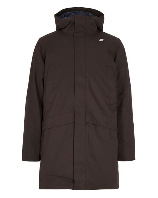メンズ K-Way フーデッド コート Brown