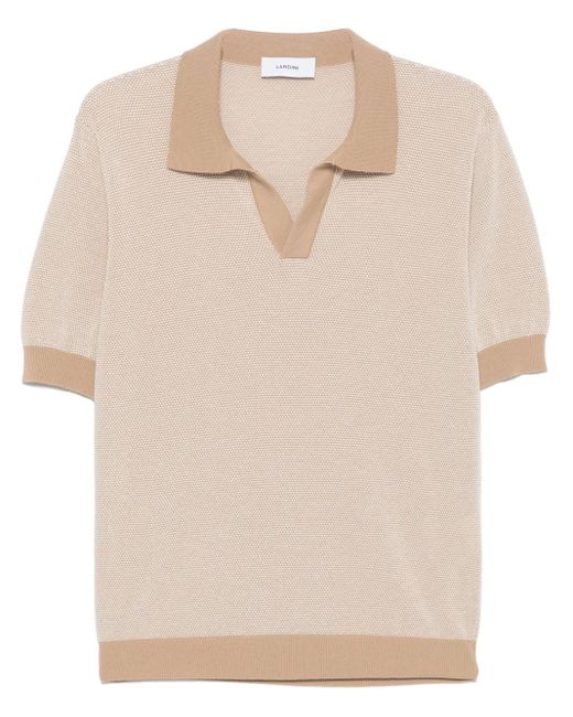 メンズ Lardini メランジニット Tシャツ Natural