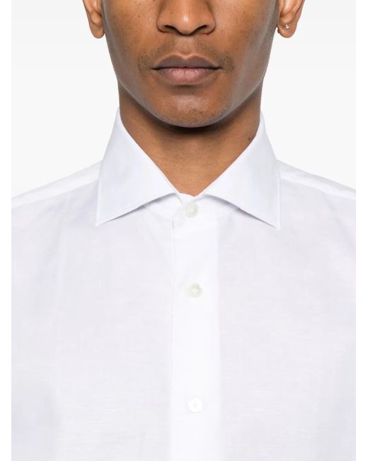 Eleventy White Classic-Collar Shirt for men