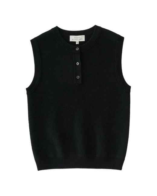 Studio Nicholson Black Aurel Half-Placket Vest