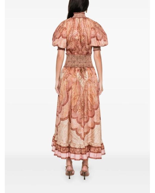 Zimmermann Brown Wanderlust Paisley-Print Midi Skirt