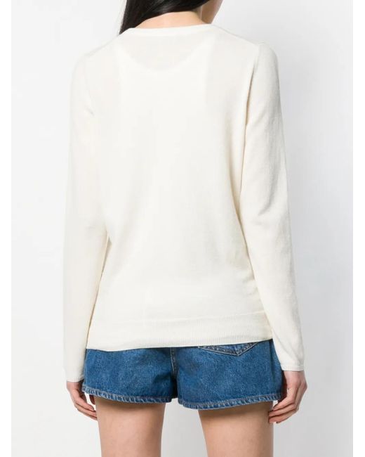 N.Peal Cashmere White Round Neck Cardigan