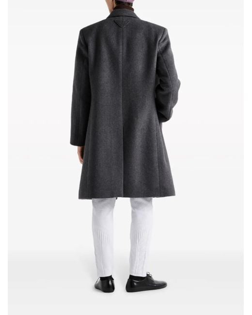 Prada Black Single-Breasted Wool Coat for men