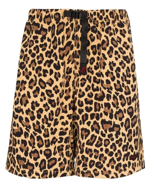 Gramicci Brown Shell Packable Leopard Print Shorts for men