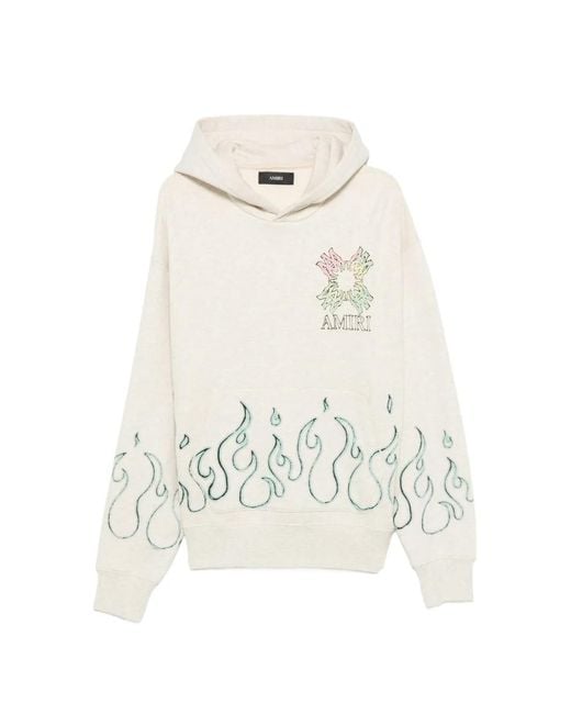 Amiri White Hoodie Oversize Ma Quad Flames for men