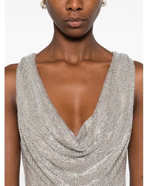GIUSEPPE DI MORABITO White Cowl-Neck Embellished Top