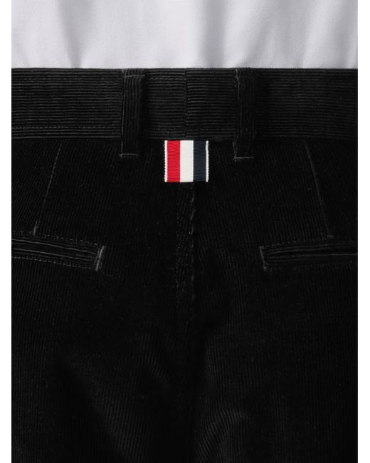 Thom Browne Black Corduroy Tapered Chino Trousers for men