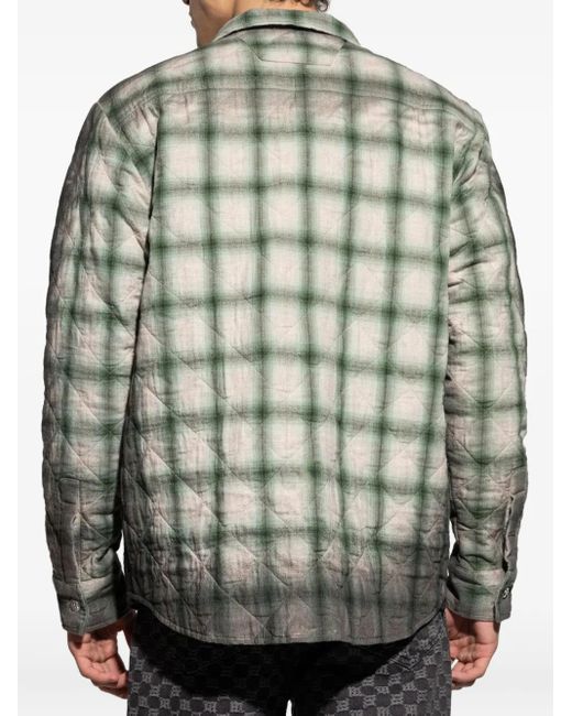 M I S B H V Gray Checked Quilted Overshirt for men