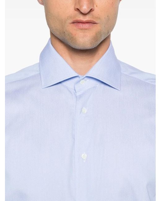 Corneliani Blue Mini-Checked Shirt for men