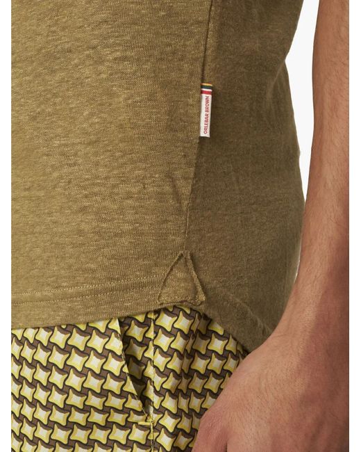 Orlebar Brown Green Sebastian Linen Polo Shirt for men