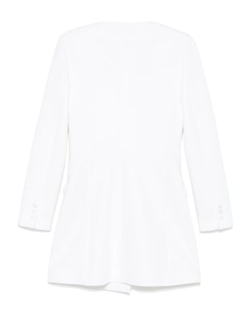 MSGM White Ruffled Tuxedo Mini Dress
