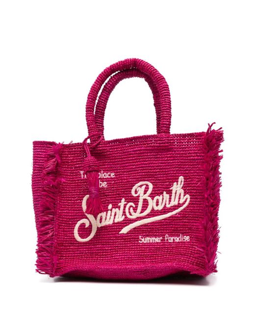 Mc2 Saint Barth Pink Colette Raffia Tote Bag